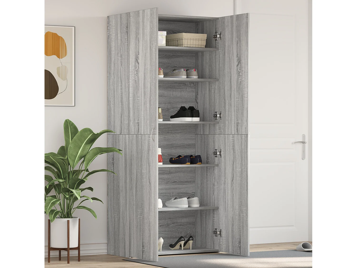 Armoire à chaussures Gris Sonoma 80x35,5x180 cm Bois d'ingénierie