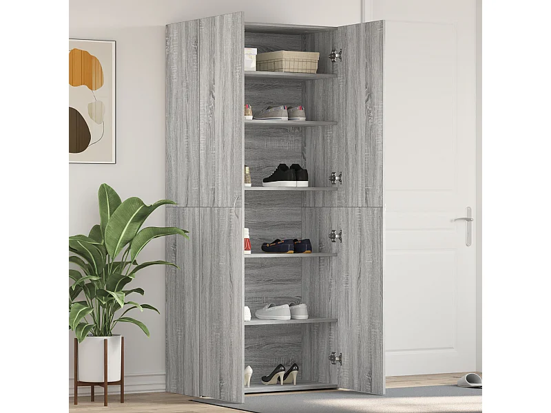Armoire à chaussures Gris Sonoma 80x35,5x180 cm Bois d'ingénierie
