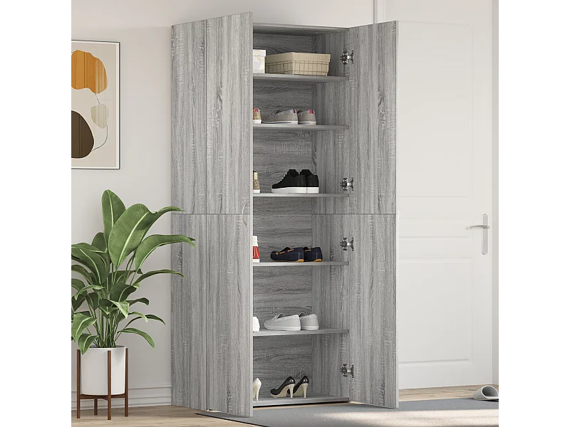 Armoire à chaussures Gris Sonoma 80x35,5x180 cm Bois d'ingénierie