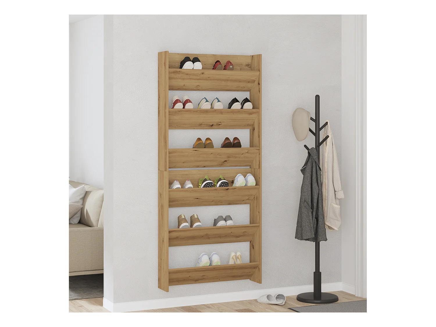 Cabinets à chaussures muraux avec étagère Autre 2 pcs chêne artisanal
