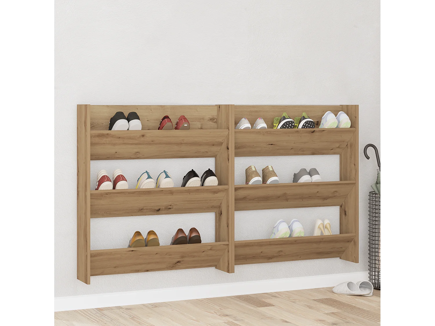 Cabinets à chaussures muraux avec étagère Autre 2 pcs chêne artisanal