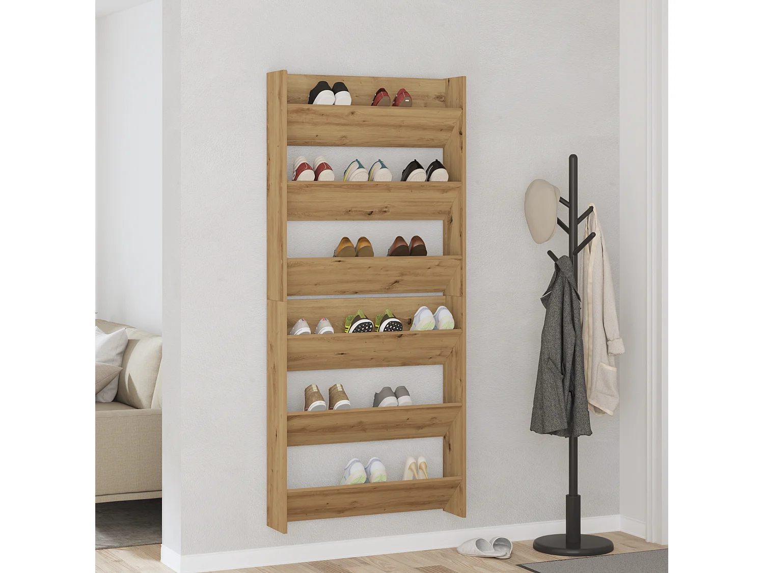 Cabinets à chaussures muraux avec étagère Autre 2 pcs chêne artisanal