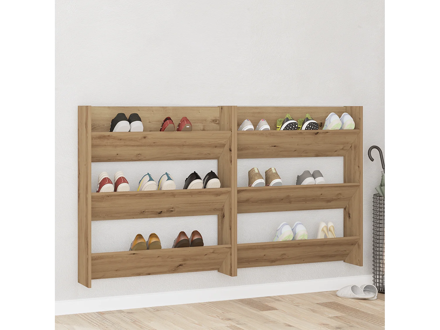 Cabinets à chaussures muraux avec étagère Autre 2 pcs chêne artisanal