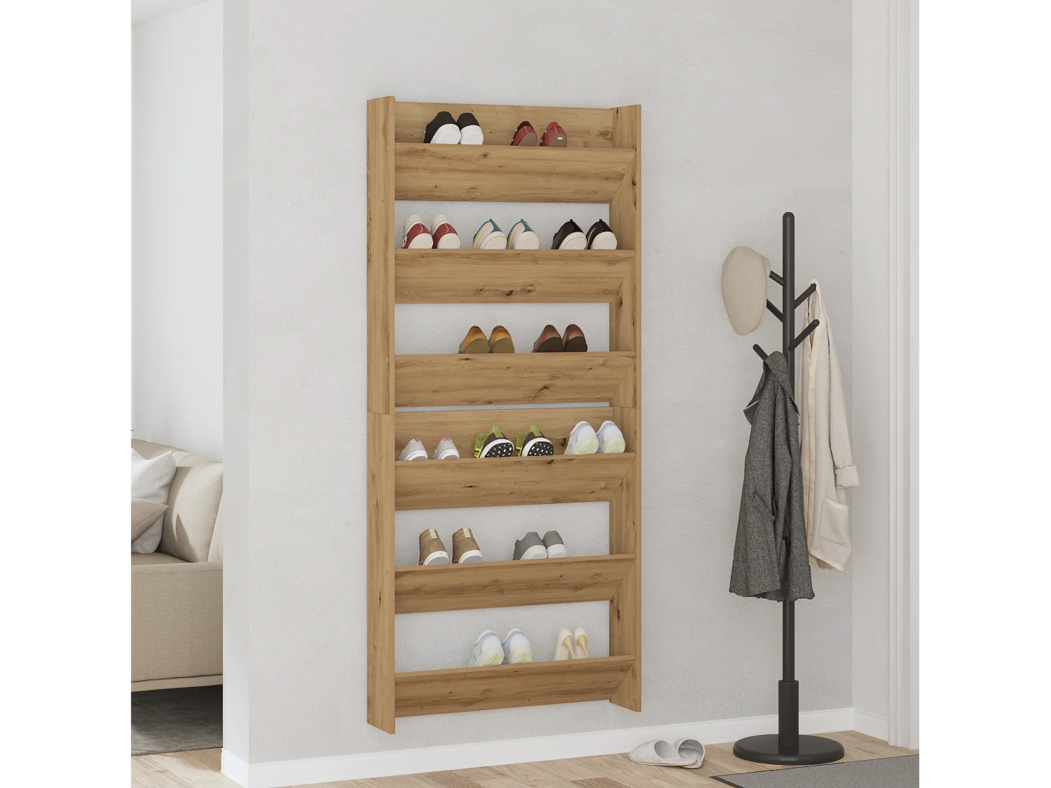 Cabinets à chaussures muraux avec étagère Autre 2 pcs chêne artisanal