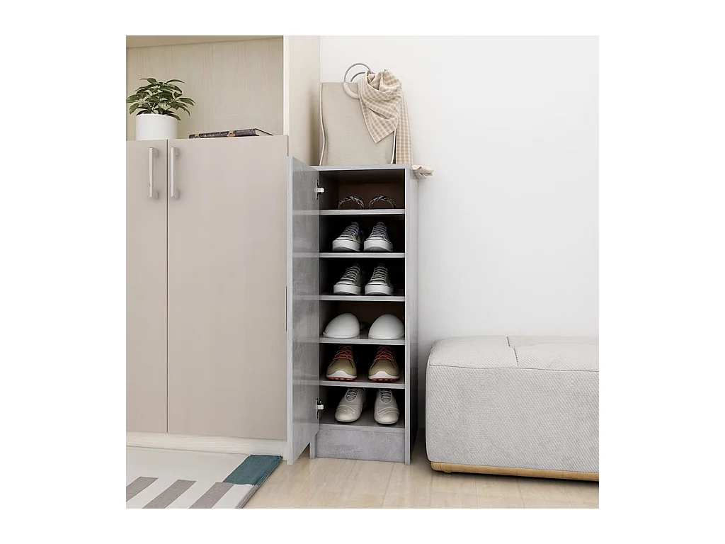 Scarpiera grigio cemento 32x35x92 cm in legno ingegnerizzato