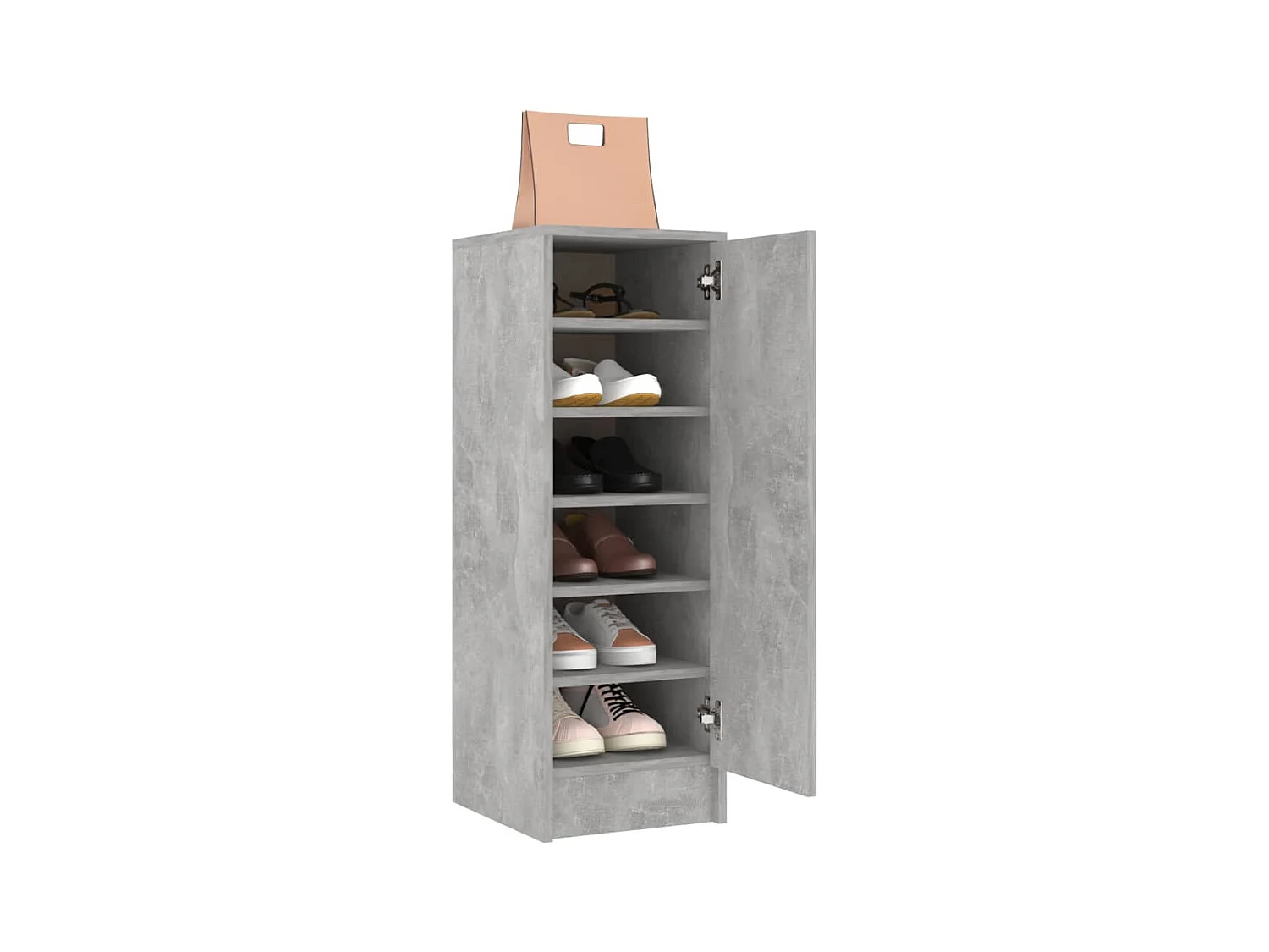 Scarpiera grigio cemento 32x35x92 cm in legno ingegnerizzato