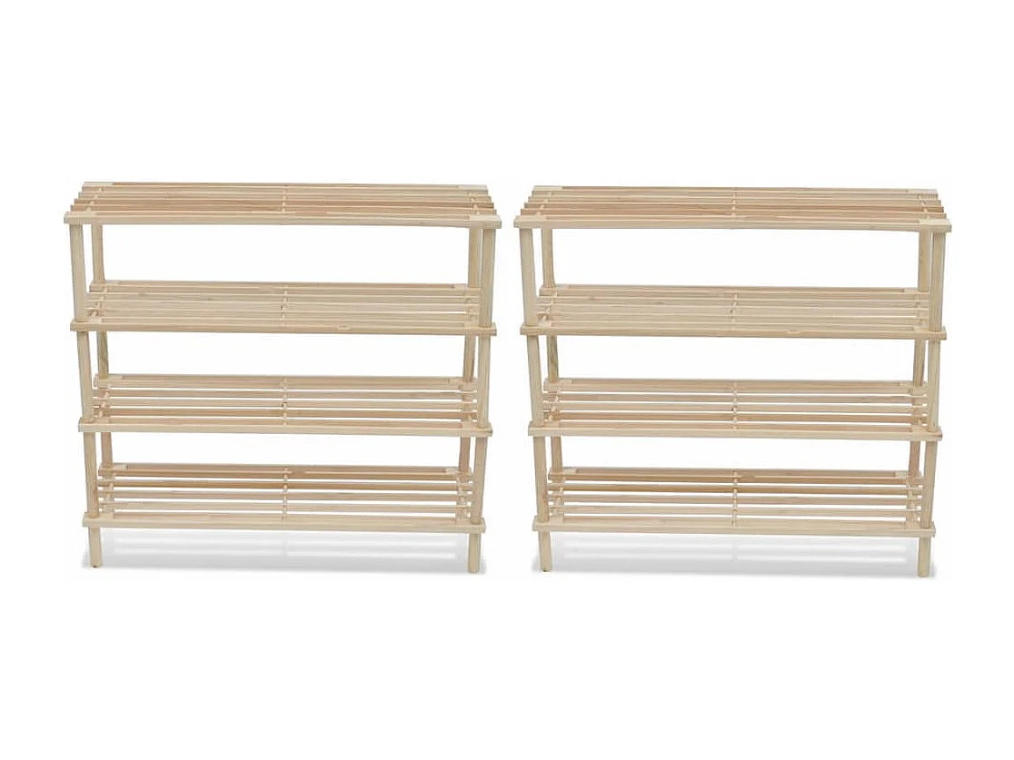 Zapatero de 4 estantes, 2 piezas de madera maciza de abeto