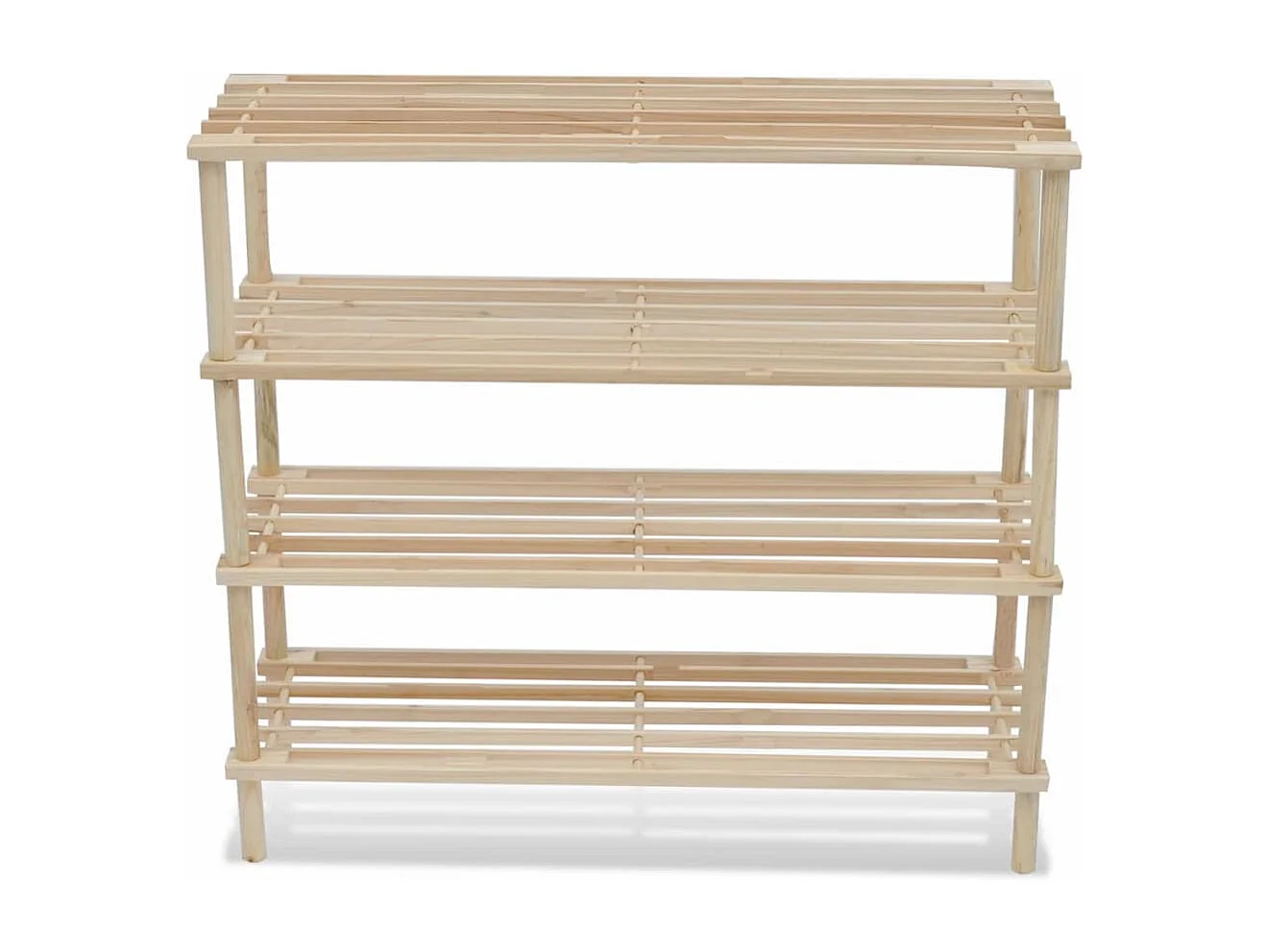 Zapatero de 4 estantes, 2 piezas de madera maciza de abeto