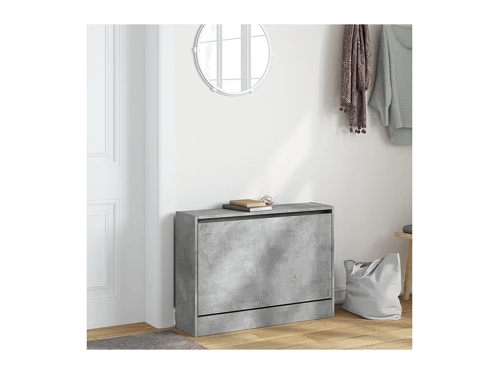 Armoire à chaussures gris béton 80x21x57 cm bois d'ingénierie
