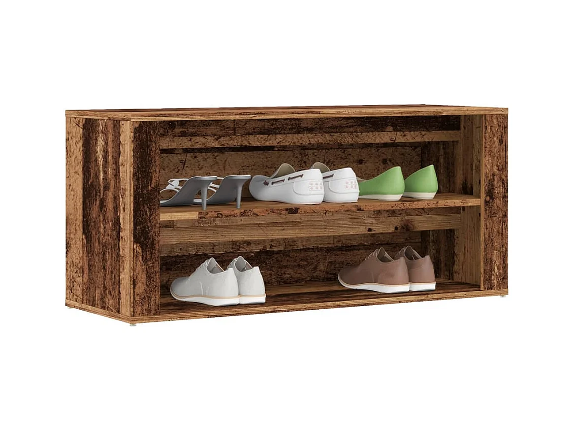 Banc à chaussures vieux bois 100x35x45 cm bois d'ingénierie