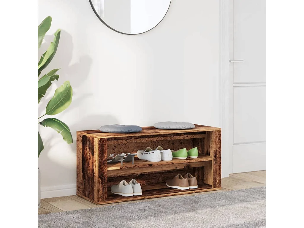 Panca portascarpe in legno antico 100x35x45 cm in legno ingegnerizzato