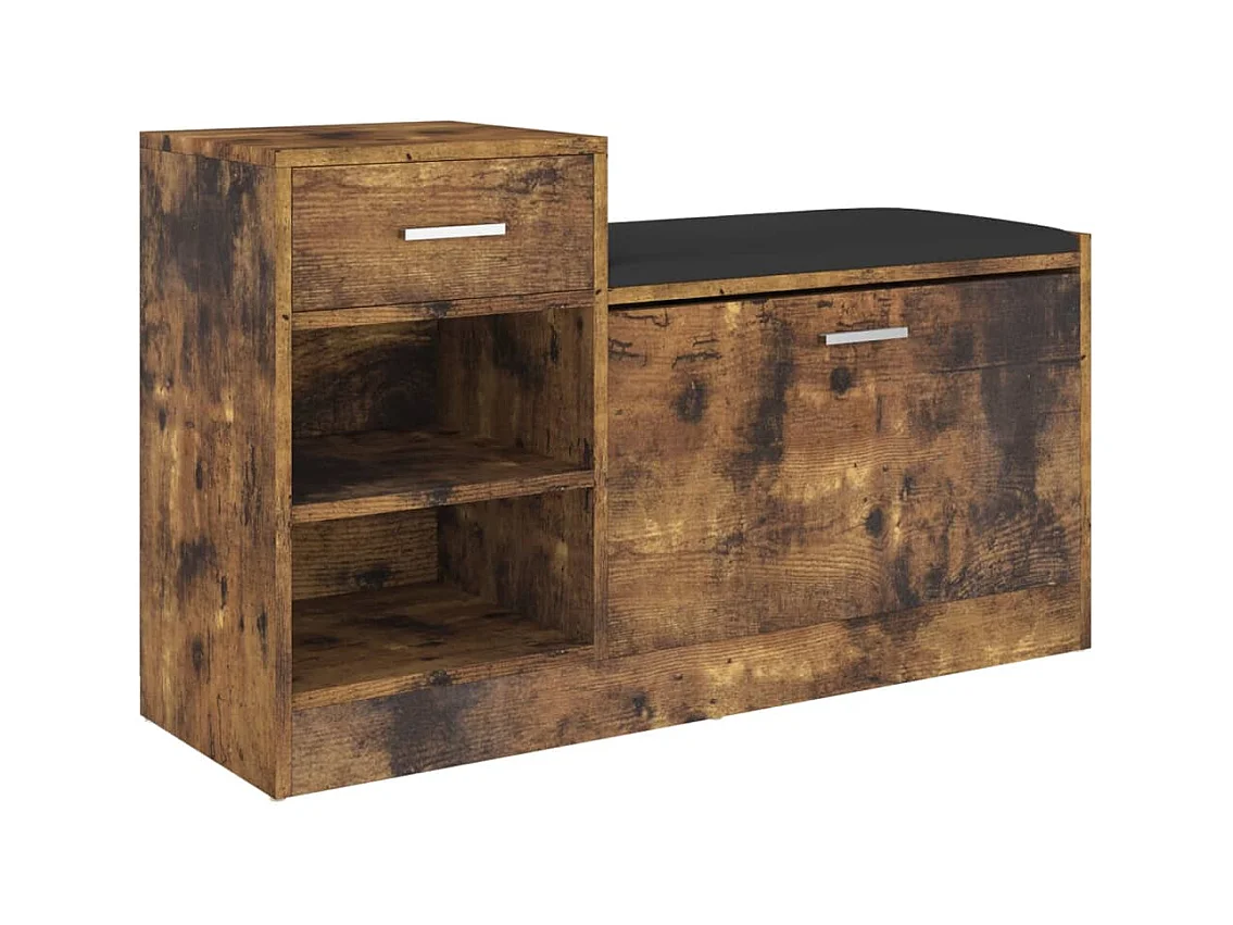 Banc à chaussures Chêne fumé 94,5x31x57 cm Bois d'ingénierie