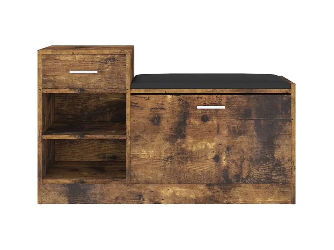 Banc à chaussures Chêne fumé 94,5x31x57 cm Bois d'ingénierie