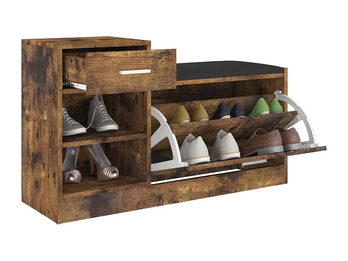 Banco zapatero de roble ahumado 94,5 x 31 x 57 cm Madera de ingeniería