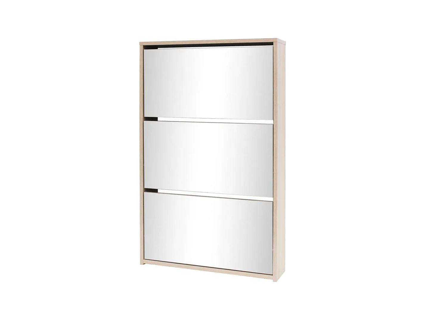 Meuble à chaussures 3 étagères Miroir 63x17x102,5 cm Chêne