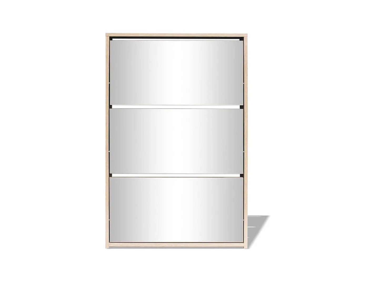 Meuble à chaussures 3 étagères Miroir 63x17x102,5 cm Chêne