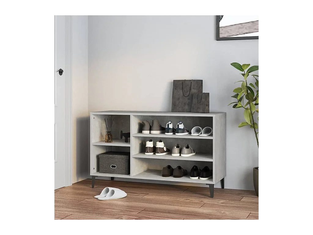 Betongrijze schoenenkast 102x36x60 cm bewerkt hout