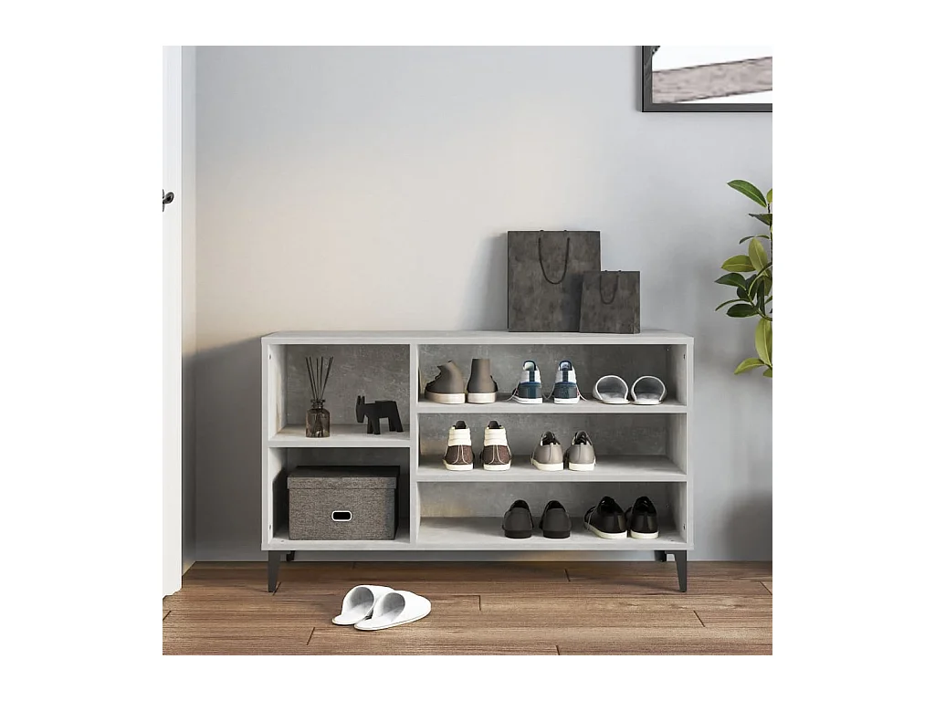 Betongrijze schoenenkast 102x36x60 cm bewerkt hout