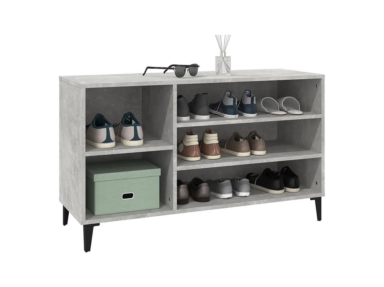 Betongrijze schoenenkast 102x36x60 cm bewerkt hout