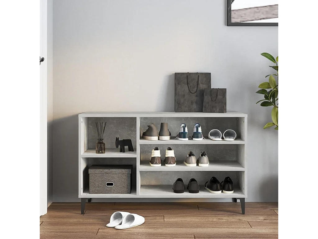Armoire à chaussures Gris béton 102x36x60 cm Bois d'ingénierie
