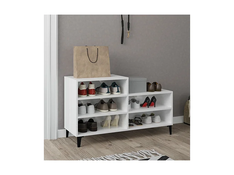 Armoire à chaussure Blanc brillant 102x36x60 cm Bois ingénierie