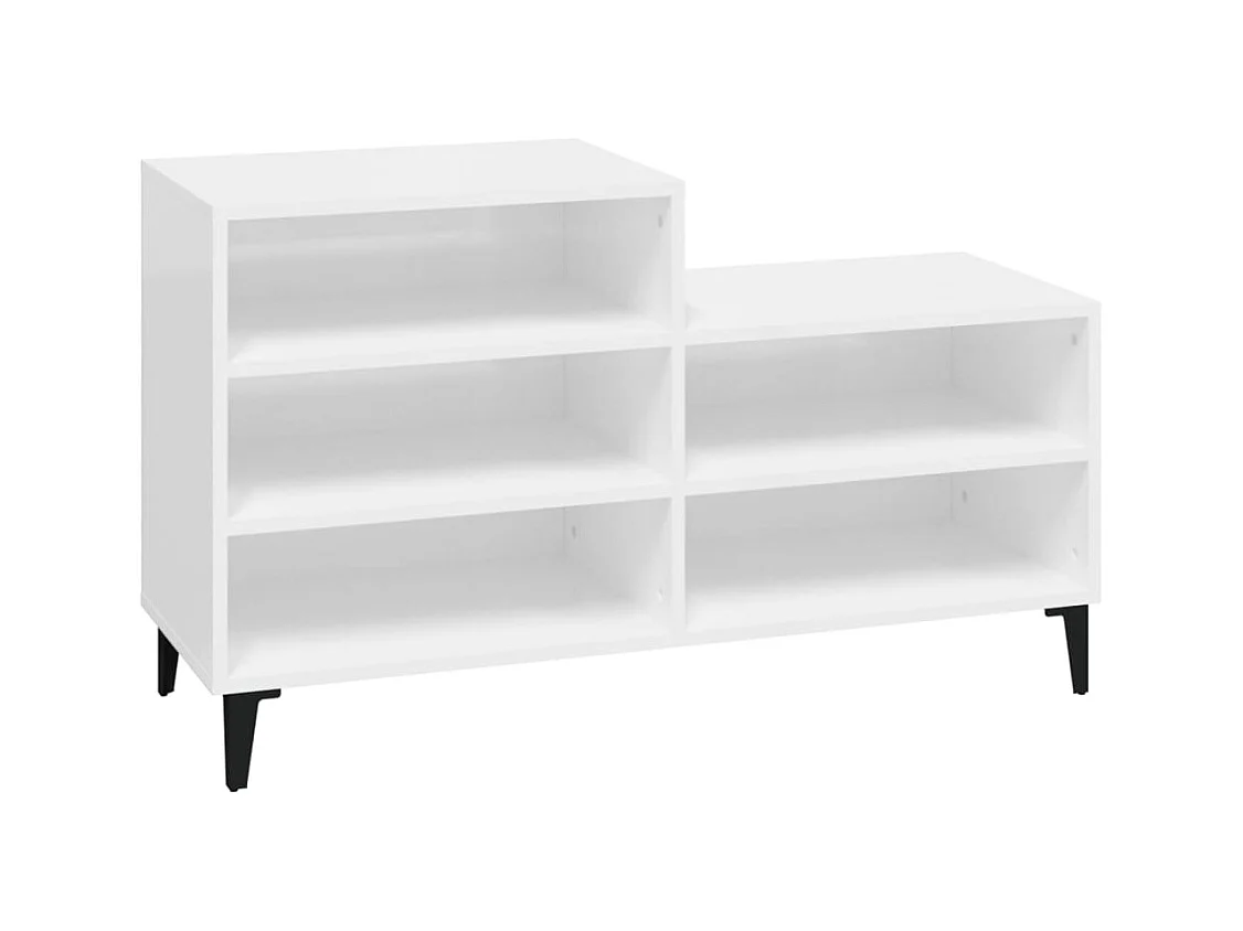 Armoire à chaussure Blanc brillant 102x36x60 cm Bois ingénierie