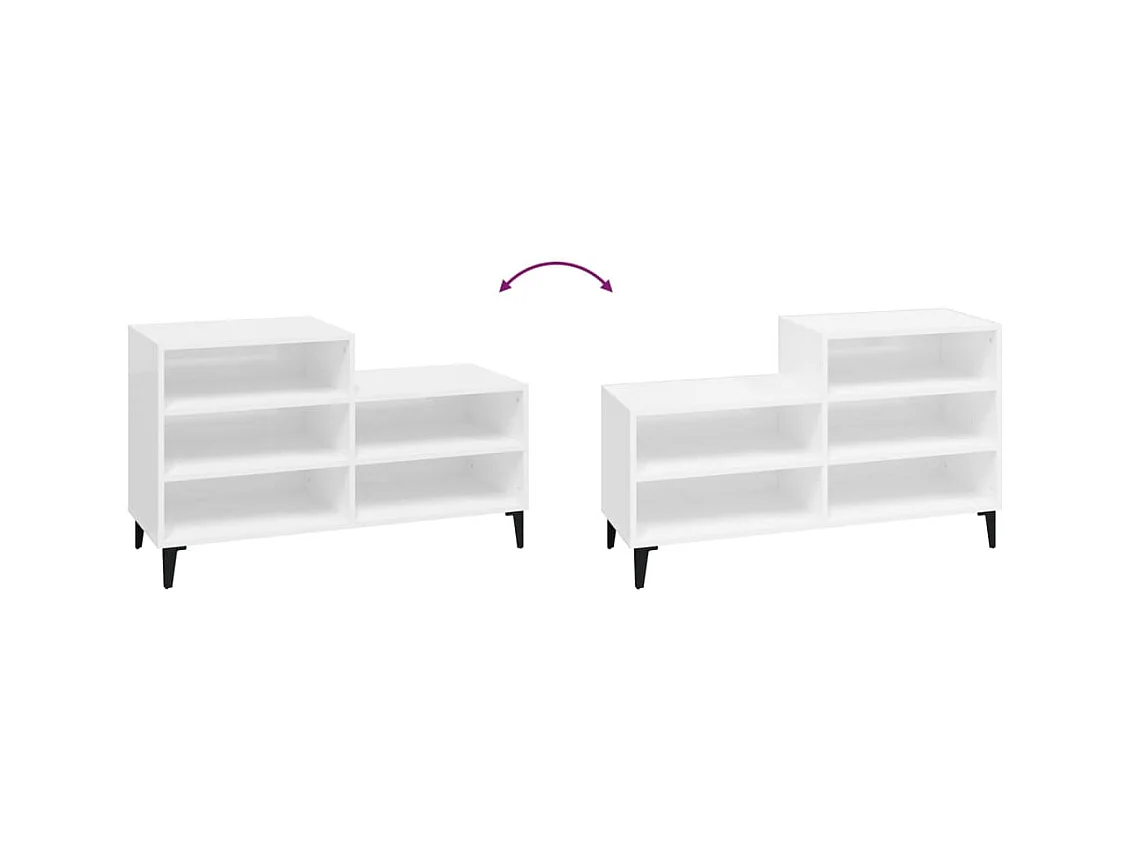 Armoire à chaussure Blanc brillant 102x36x60 cm Bois ingénierie