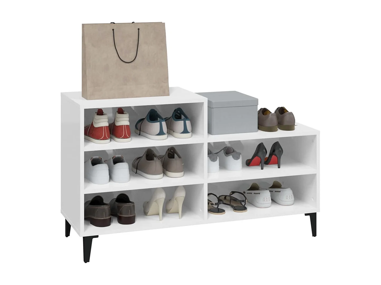 Scarpiera Bianco lucido 102x36x60 cm Legno composito