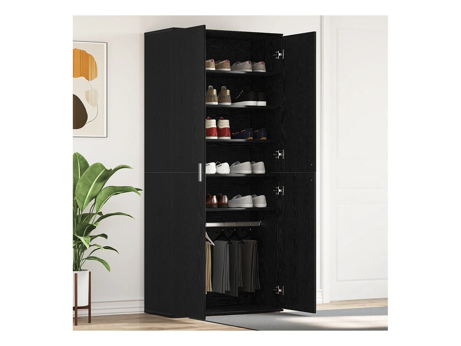 Meuble à chaussures Chêne Noir 80x39x180 cm Bois Reconstitué