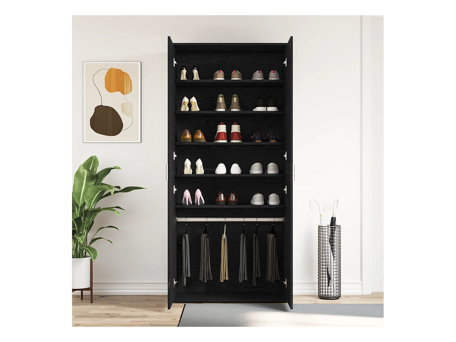 Meuble à chaussures Chêne Noir 80x39x180 cm Bois Reconstitué