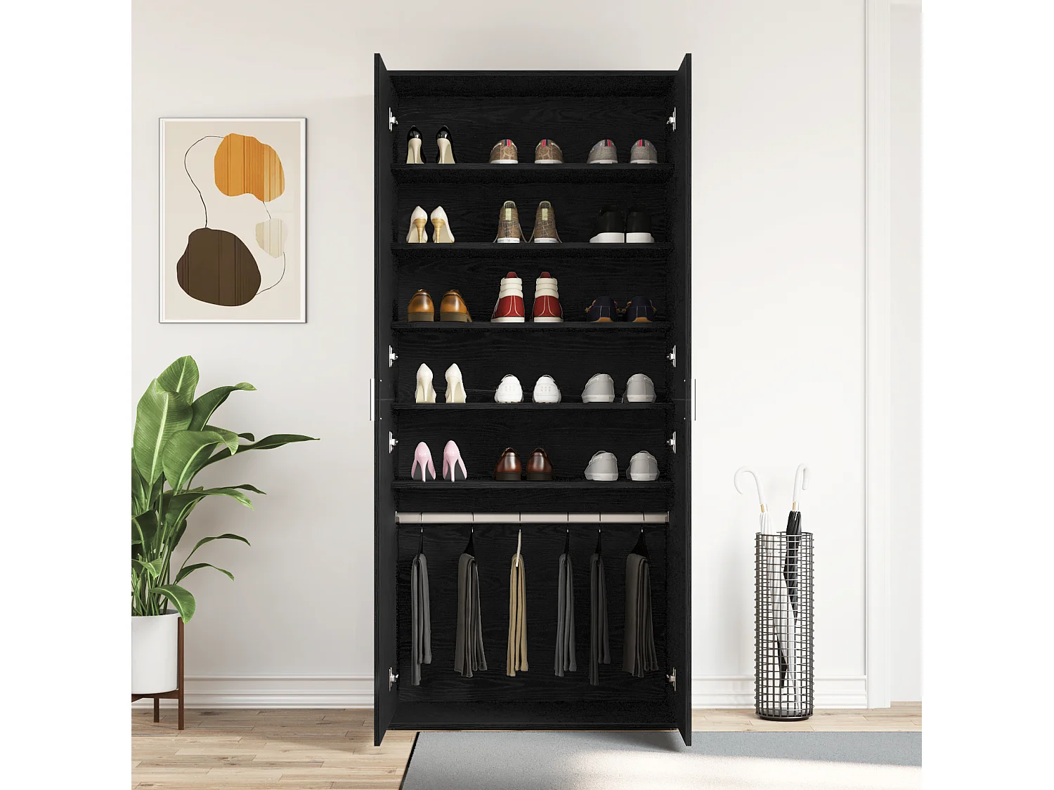 Meuble à chaussures Chêne Noir 80x39x180 cm Bois Reconstitué