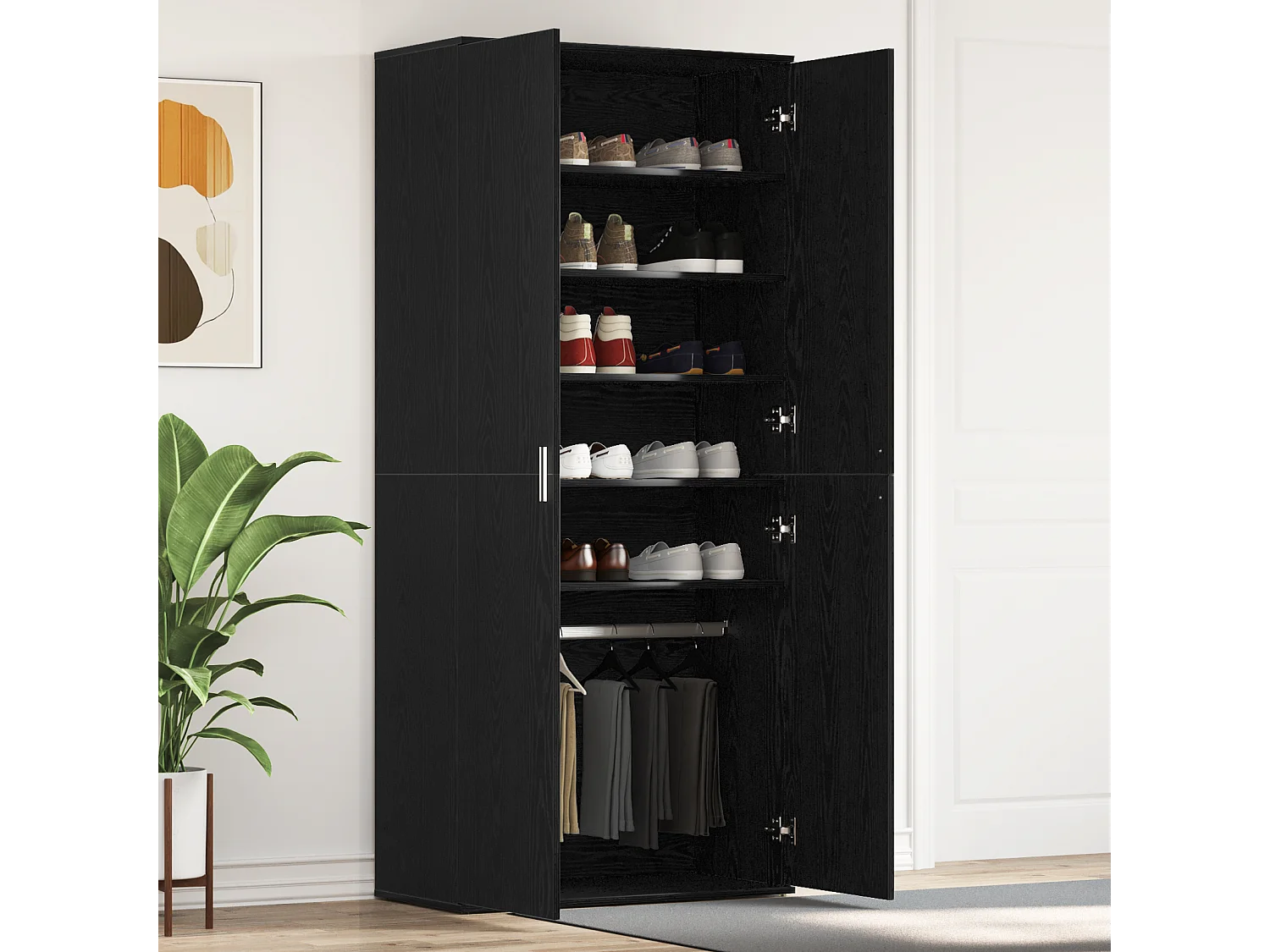 Meuble à chaussures Chêne Noir 80x39x180 cm Bois Reconstitué