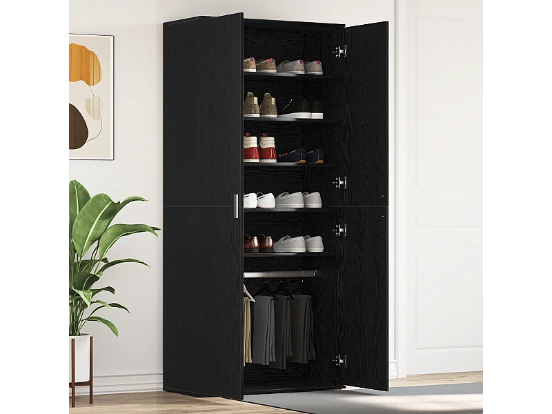 Meuble à chaussures Chêne Noir 80x39x180 cm Bois Reconstitué