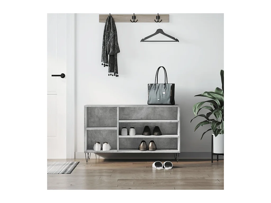 Armoire à chaussures Gris béton 102x36x60 cm Bois d'ingénierie