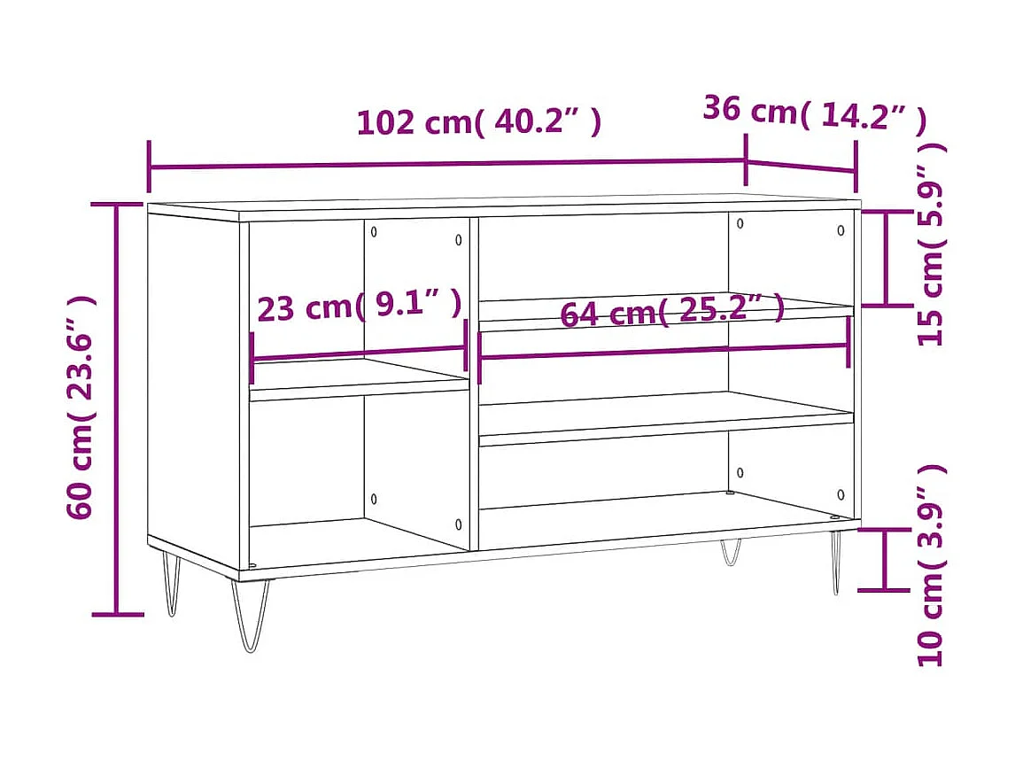 Zapatero gris hormigón 102x36x60 cm Madera de ingeniería