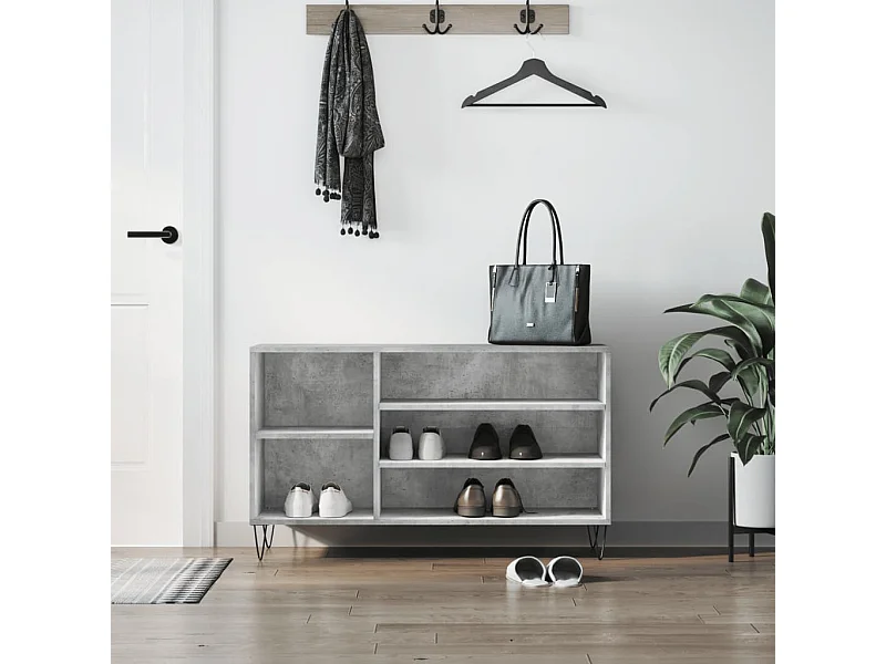 Scarpiera grigio cemento 102x36x60 cm in legno ingegnerizzato