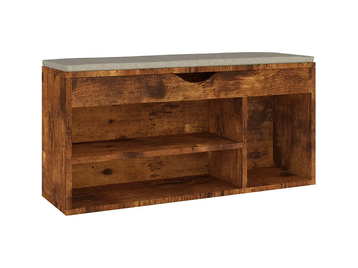 Banco zapatero con cojín Roble ahumado Madera de ingeniería