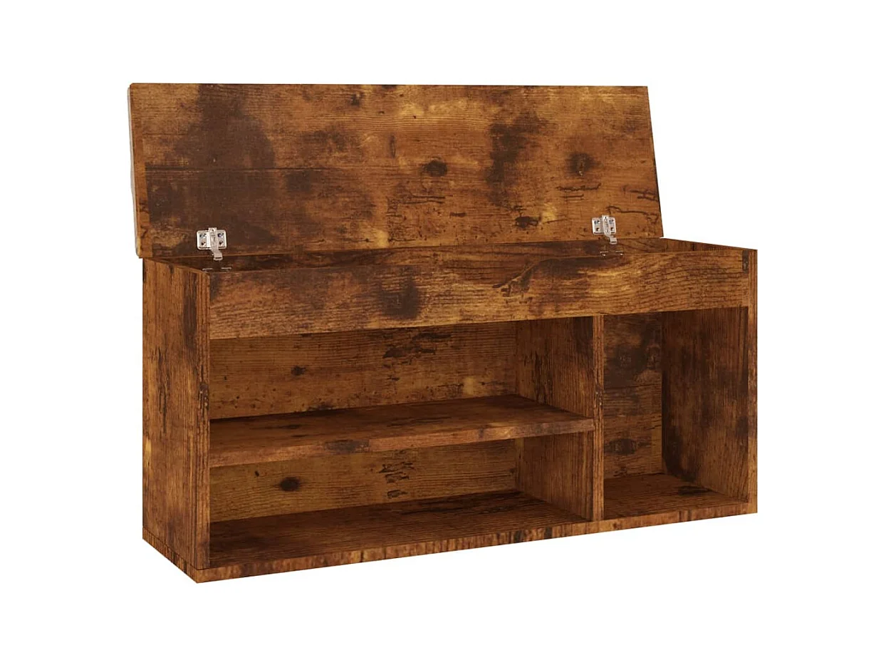 Banco zapatero con cojín Roble ahumado Madera de ingeniería