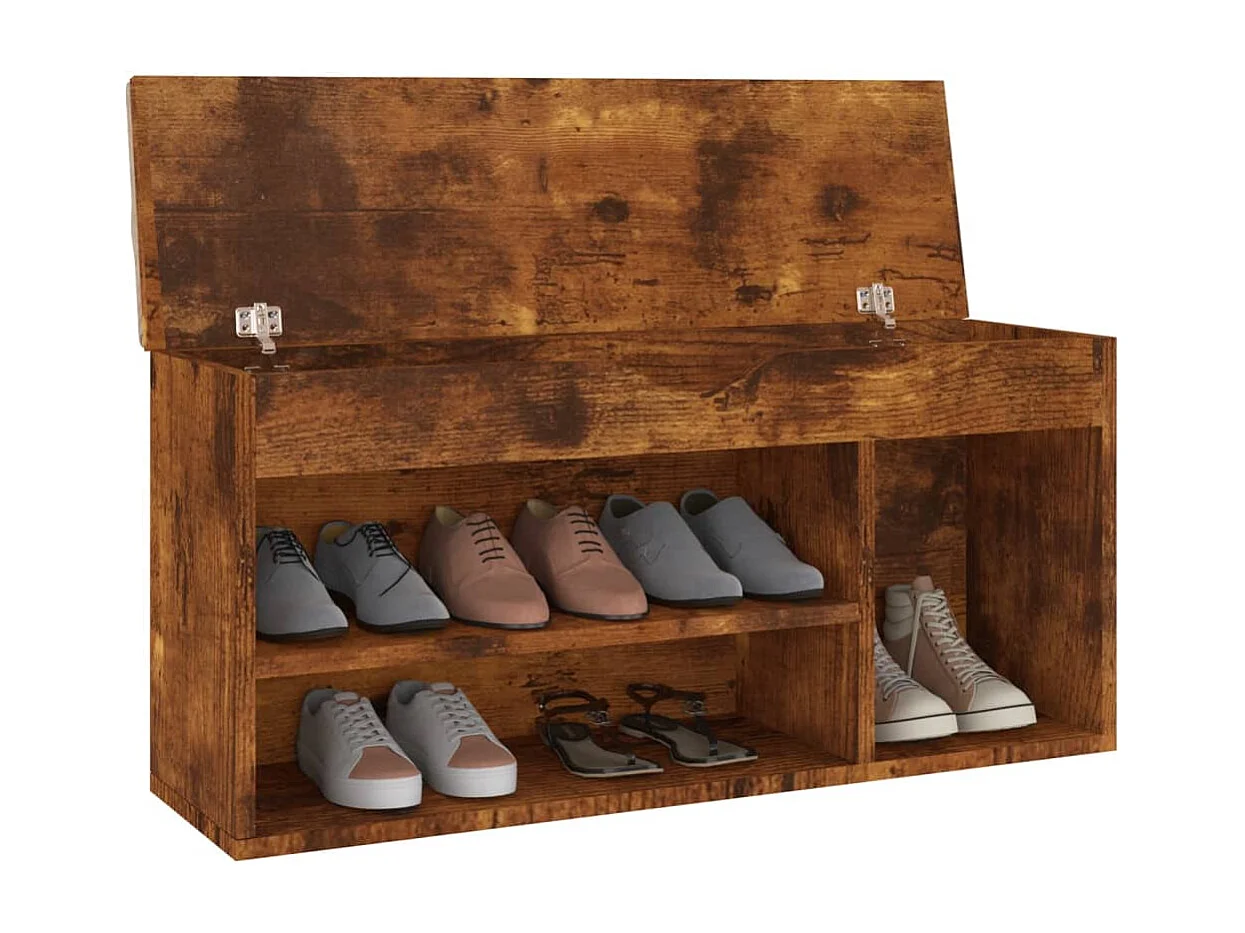 Banco zapatero con cojín Roble ahumado Madera de ingeniería