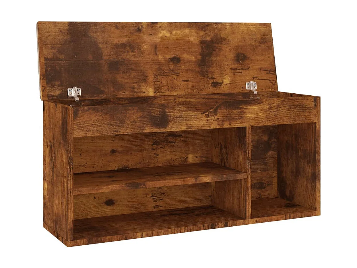 Banco zapatero con cojín Roble ahumado Madera de ingeniería