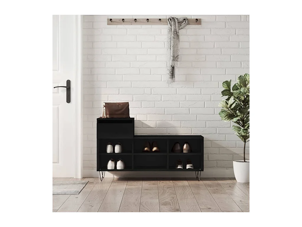 Armoire à chaussures Noir 102x36x60 cm Bois d'ingénierie