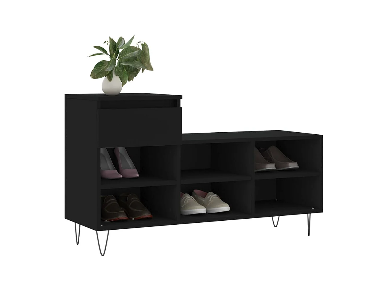 Armoire à chaussures Noir 102x36x60 cm Bois d'ingénierie