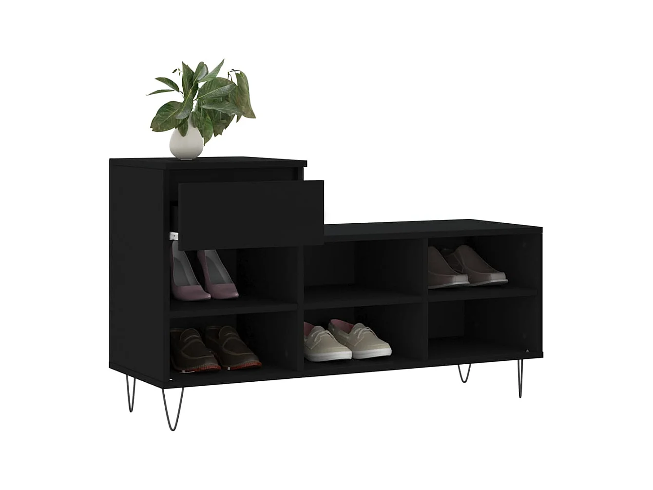 Armoire à chaussures Noir 102x36x60 cm Bois d'ingénierie