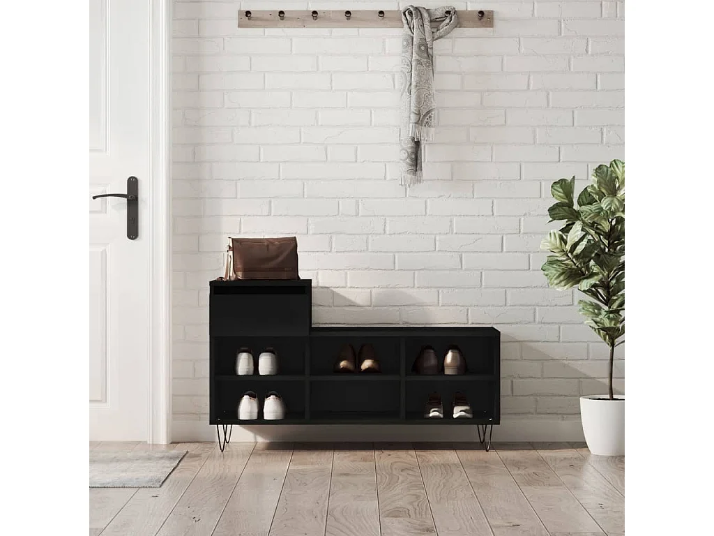 Armoire à chaussures Noir 102x36x60 cm Bois d'ingénierie