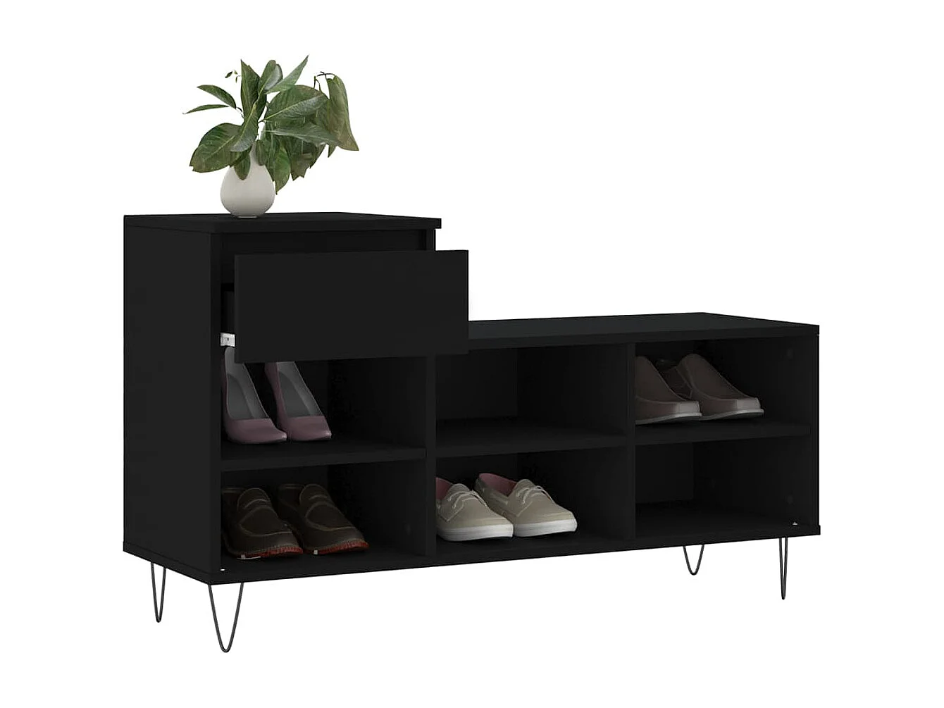 Armoire à chaussures Noir 102x36x60 cm Bois d'ingénierie