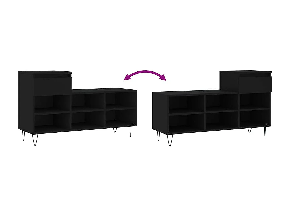 Armoire à chaussures Noir 102x36x60 cm Bois d'ingénierie