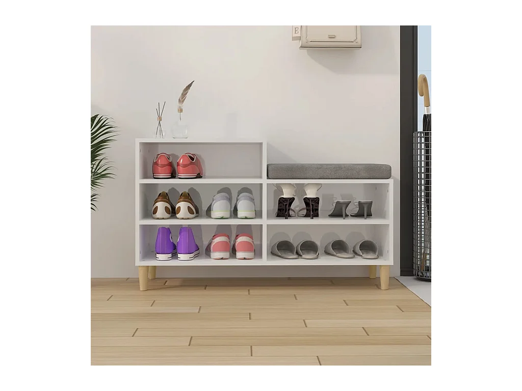 Schoenenkast Glanzend wit 102x36x60 cm Technisch hout