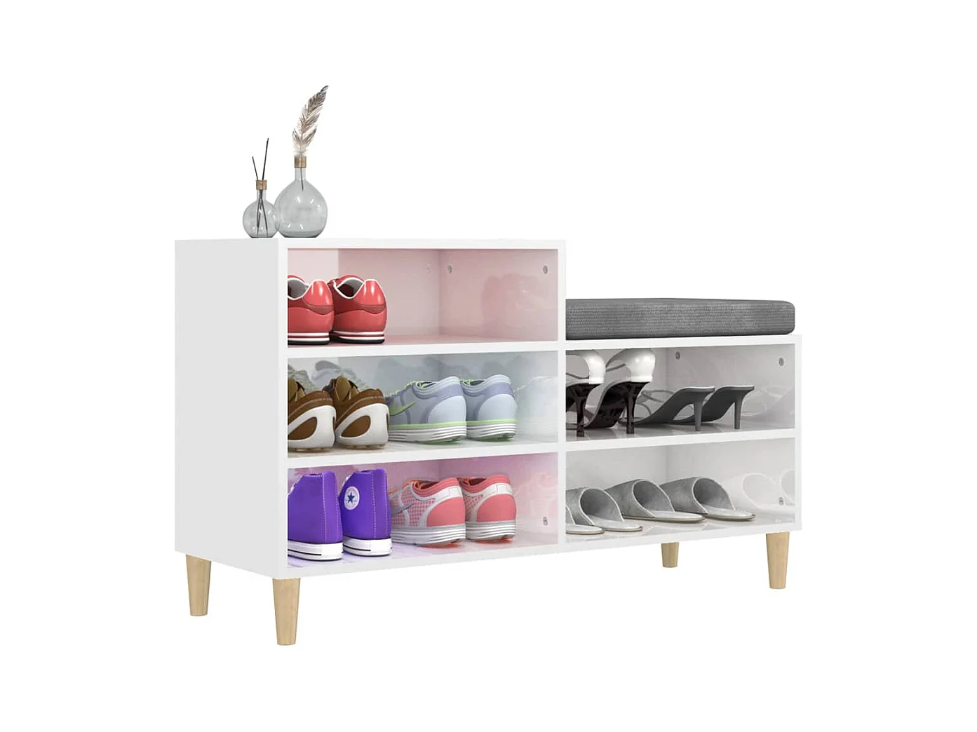 Schoenenkast Glanzend wit 102x36x60 cm Technisch hout