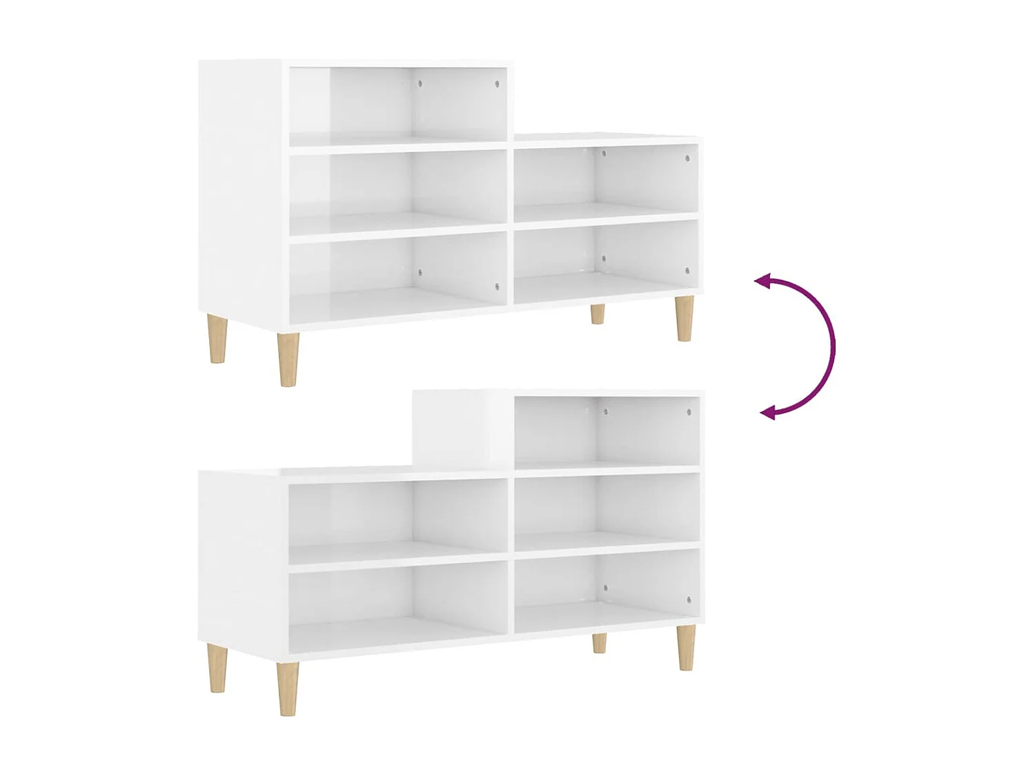 Schoenenkast Glanzend wit 102x36x60 cm Technisch hout