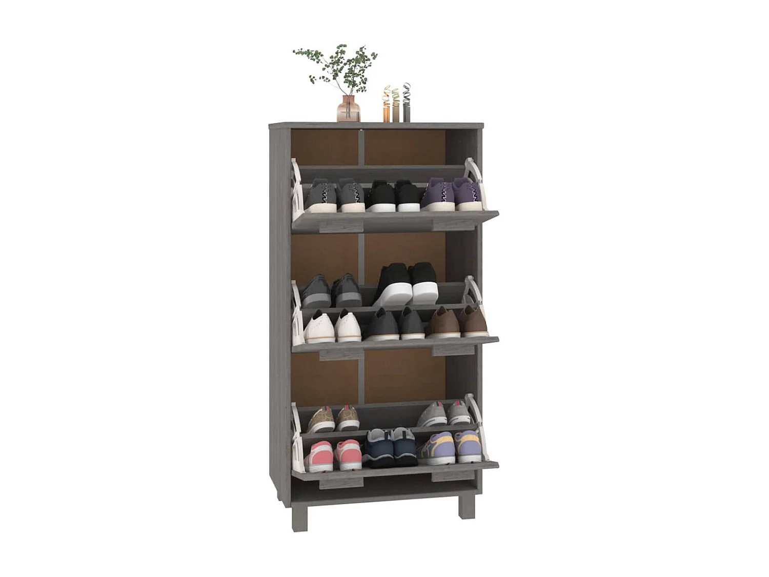 Zapatero Gris Claro 59,5x35x117 cm Pino Macizo